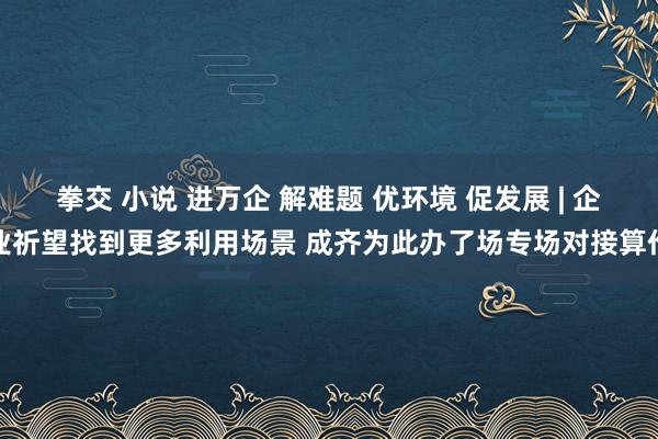 拳交 小说 进万企 解难题 优环境 促发展 | 企业祈望找到更多利用场景 成齐为此办了场专场对接算作