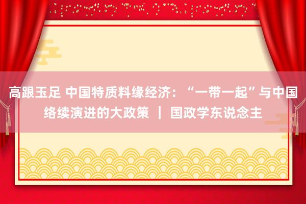 高跟玉足 中国特质料缘经济：“一带一起”与中国络续演进的大政策 ｜ 国政学东说念主