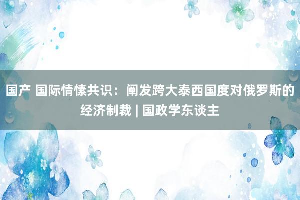 国产 国际情愫共识：阐发跨大泰西国度对俄罗斯的经济制裁 | 国政学东谈主