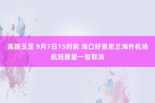 高跟玉足 9月7日15时前 海口好意思兰海外机场航班展望一皆取消