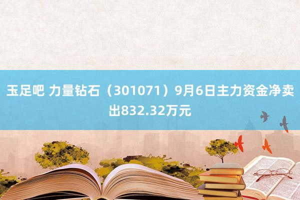 玉足吧 力量钻石（301071）9月6日主力资金净卖出832.32万元