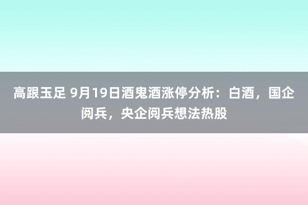 高跟玉足 9月19日酒鬼酒涨停分析：白酒，国企阅兵，央企阅兵想法热股