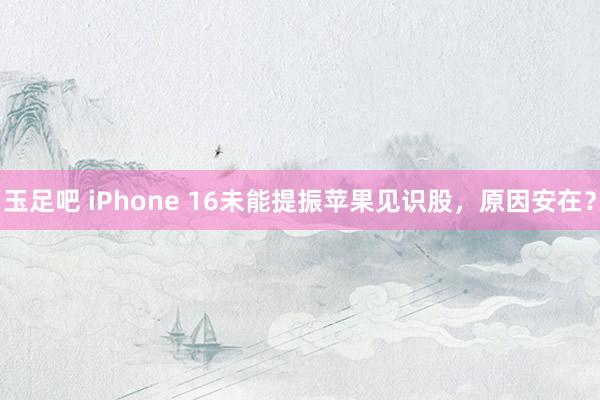 玉足吧 iPhone 16未能提振苹果见识股，原因安在？