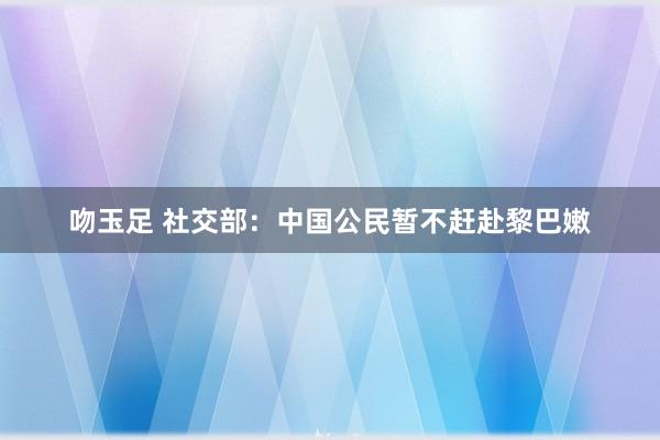 吻玉足 社交部：中国公民暂不赶赴黎巴嫩