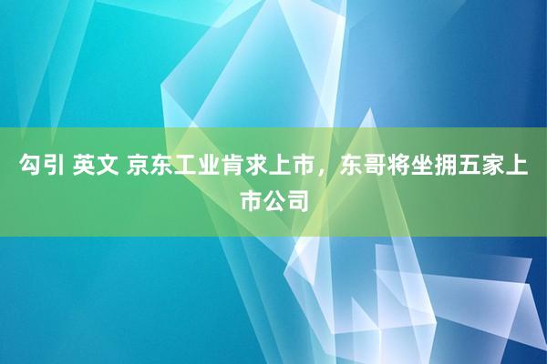 勾引 英文 京东工业肯求上市，东哥将坐拥五家上市公司