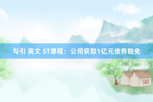 勾引 英文 ST惠程：公司获取1亿元债务豁免