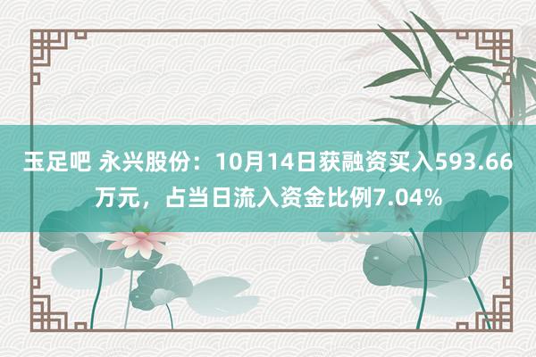 玉足吧 永兴股份：10月14日获融资买入593.66万元，占当日流入资金比例7.04%