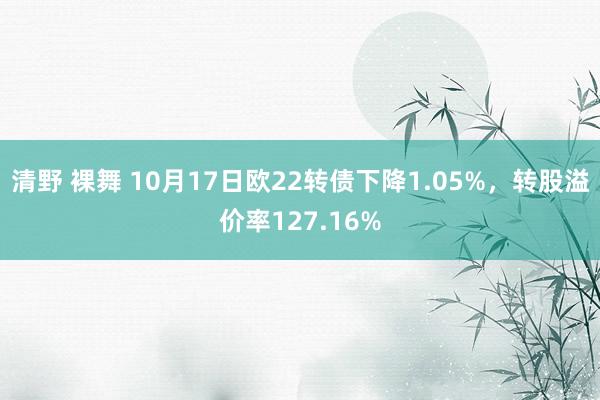 清野 裸舞 10月17日欧22转债下降1.05%，转股溢价率127.16%