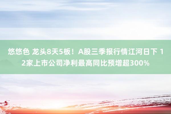 悠悠色 龙头8天5板！A股三季报行情江河日下 12家上市公司净利最高同比预增超300%