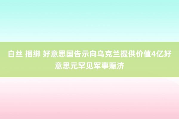 白丝 捆绑 好意思国告示向乌克兰提供价值4亿好意思元罕见军事赈济