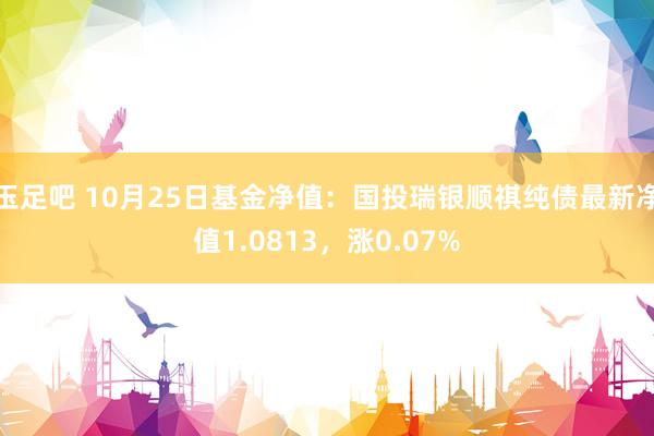 玉足吧 10月25日基金净值：国投瑞银顺祺纯债最新净值1.0813，涨0.07%