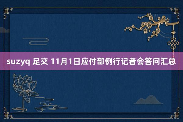 suzyq 足交 11月1日应付部例行记者会答问汇总