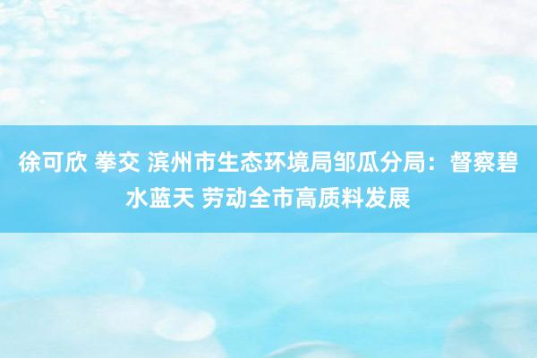 徐可欣 拳交 滨州市生态环境局邹瓜分局：督察碧水蓝天 劳动全市高质料发展