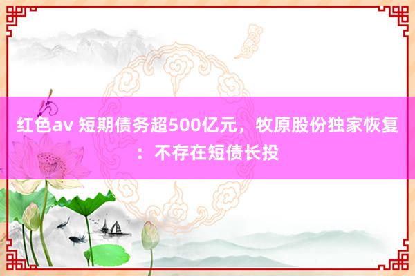 红色av 短期债务超500亿元，牧原股份独家恢复：不存在短债长投