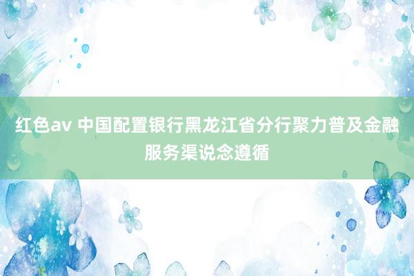 红色av 中国配置银行黑龙江省分行聚力普及金融服务渠说念遵循