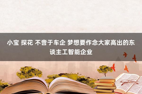 小宝 探花 不啻于车企 梦想要作念大家高出的东谈主工智能企业