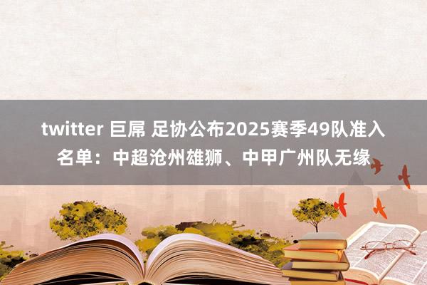 twitter 巨屌 足协公布2025赛季49队准入名单：中超沧州雄狮、中甲广州队无缘