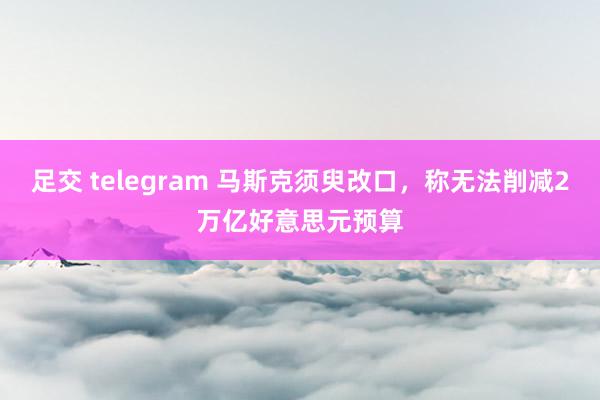 足交 telegram 马斯克须臾改口，称无法削减2万亿好意思元预算