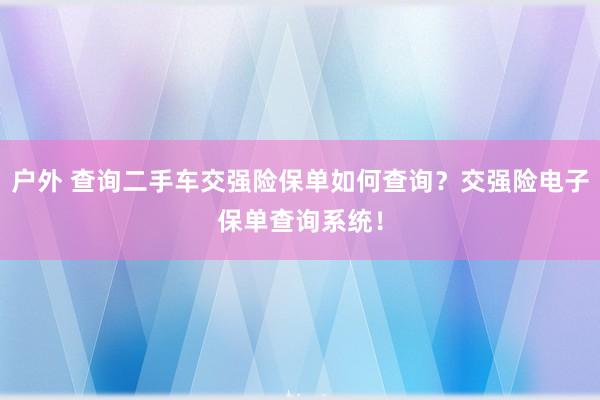 户外 查询二手车交强险保单如何查询？交强险电子保单查询系统！