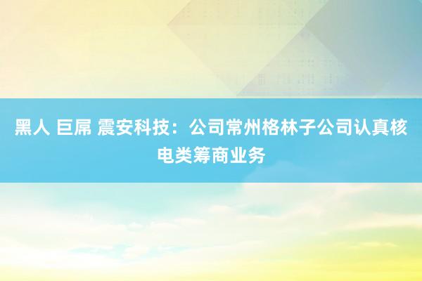 黑人 巨屌 震安科技：公司常州格林子公司认真核电类筹商业务