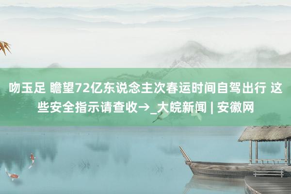 吻玉足 瞻望72亿东说念主次春运时间自驾出行 这些安全指示请查收→_大皖新闻 | 安徽网