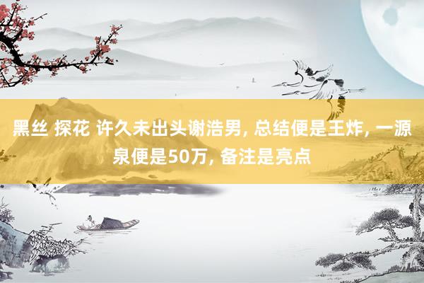 黑丝 探花 许久未出头谢浩男, 总结便是王炸, 一源泉便是50万, 备注是亮点